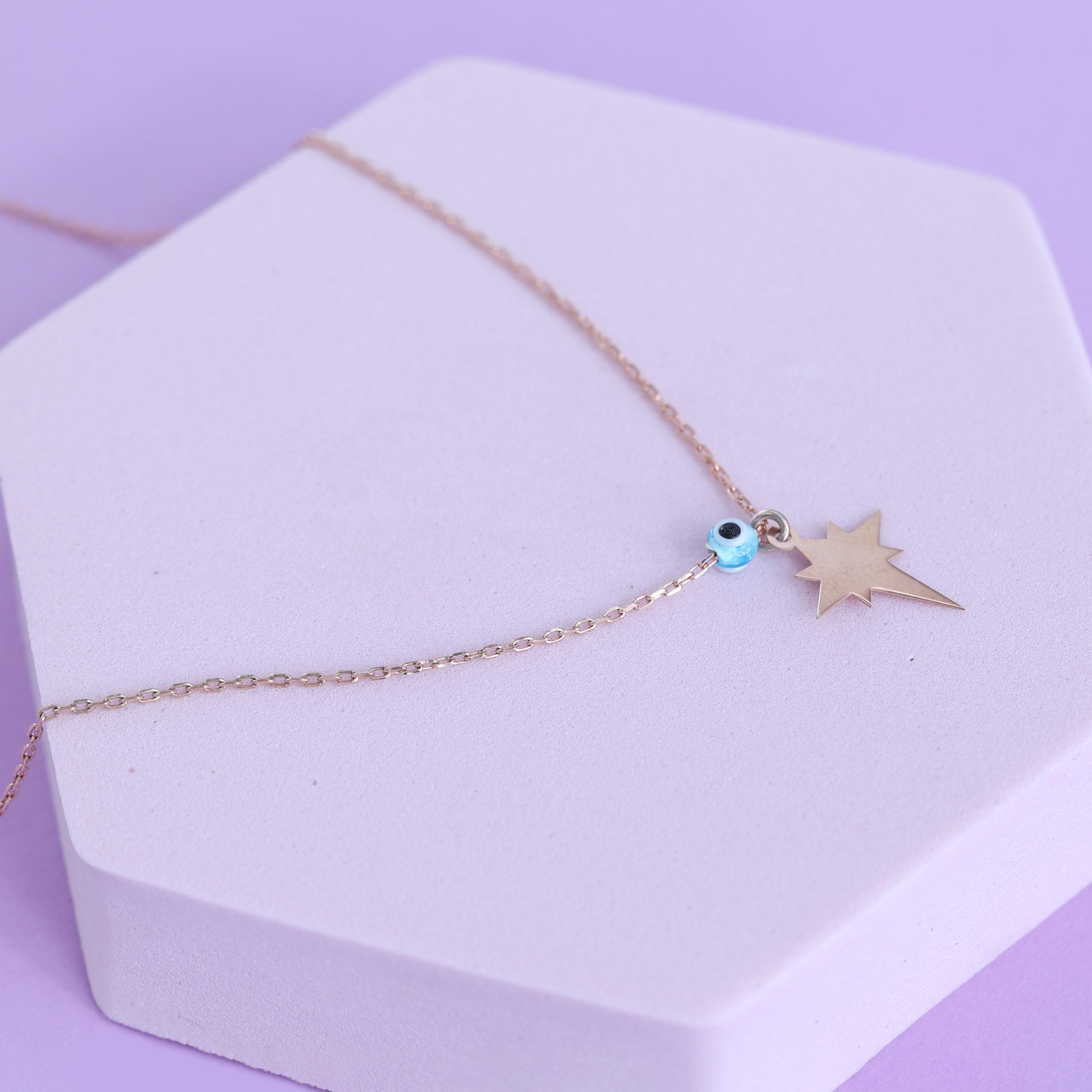 Minimal Starry Night Evil Eye Necklace