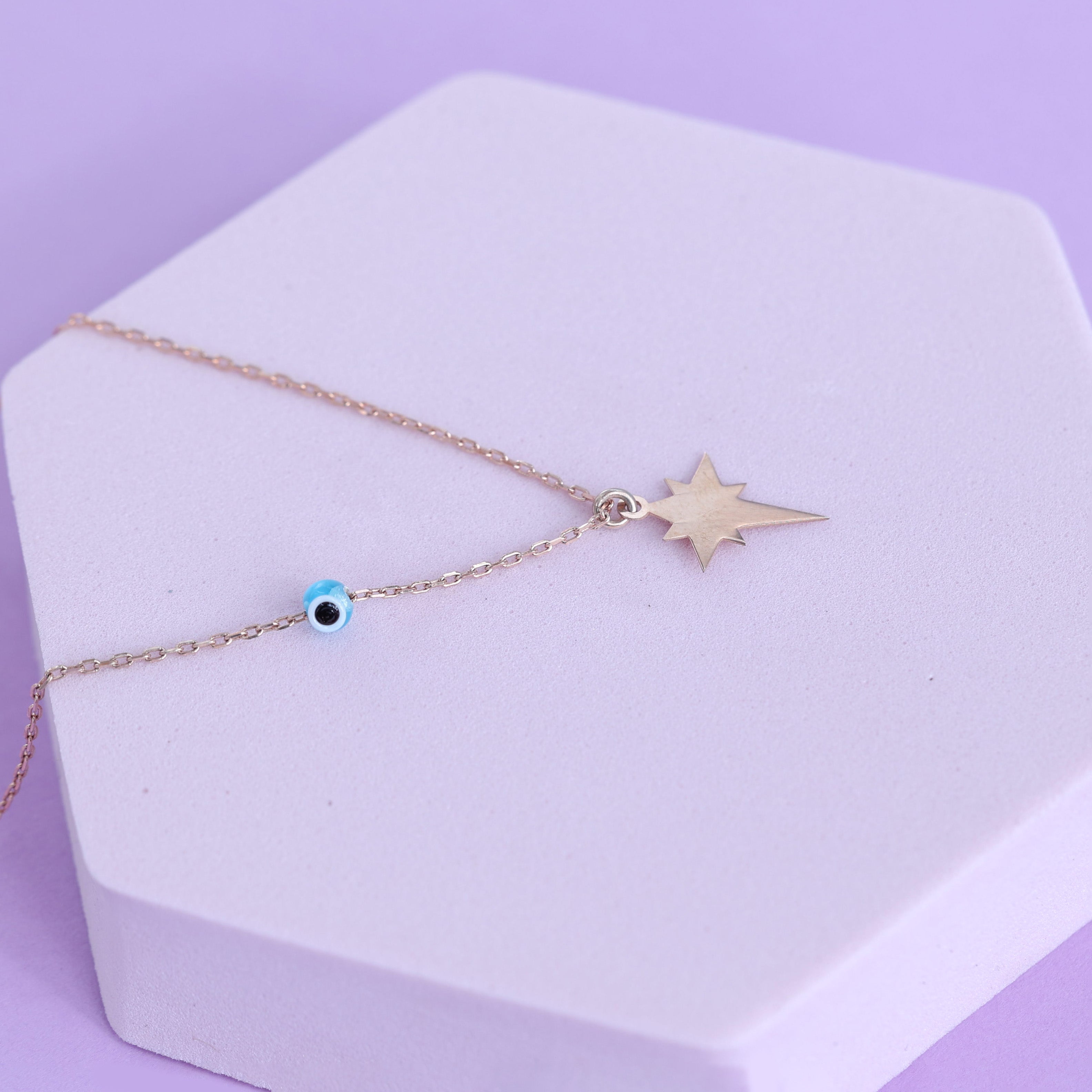 Minimal Starry Night Evil Eye Necklace