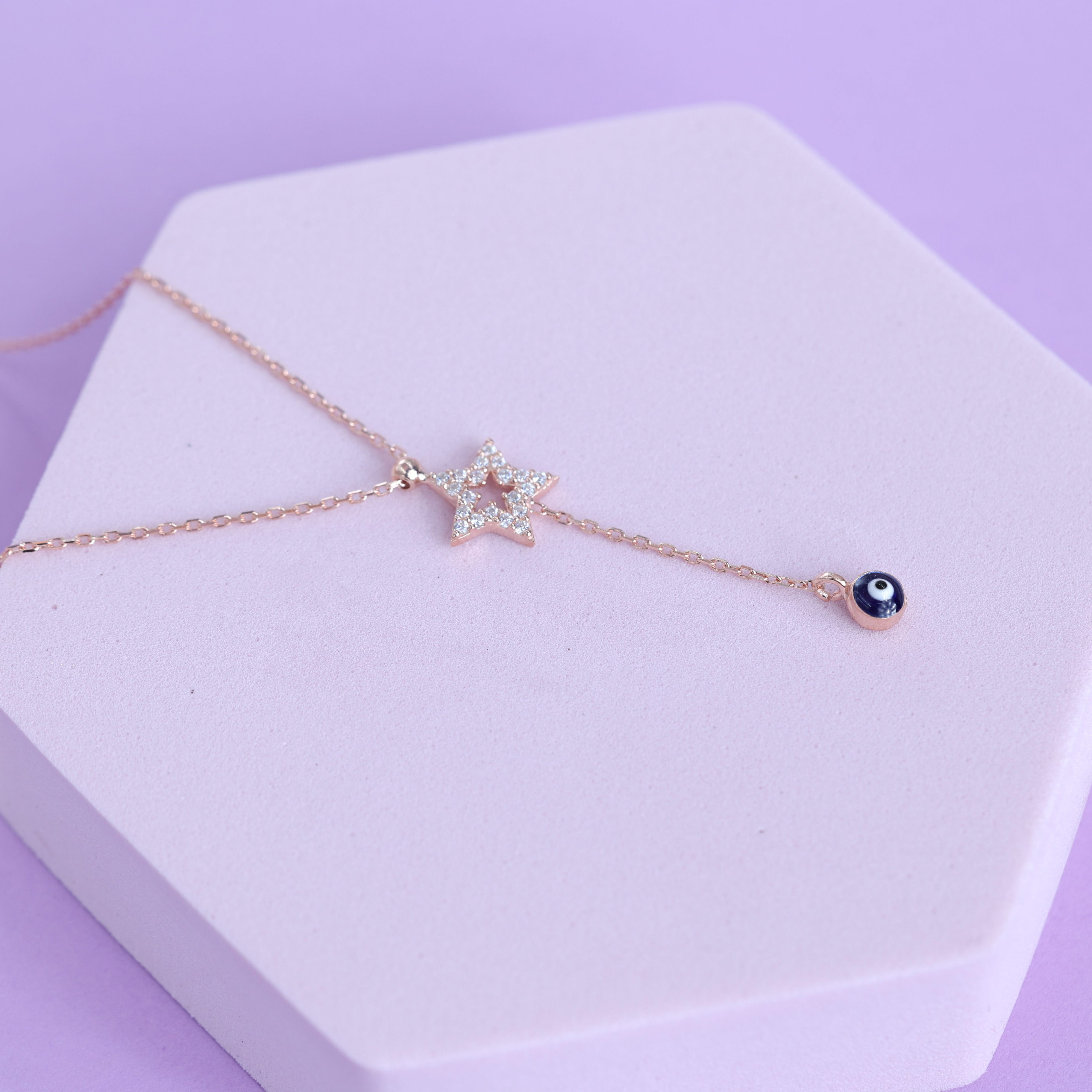 Minimal Starry Eye Charm Necklace