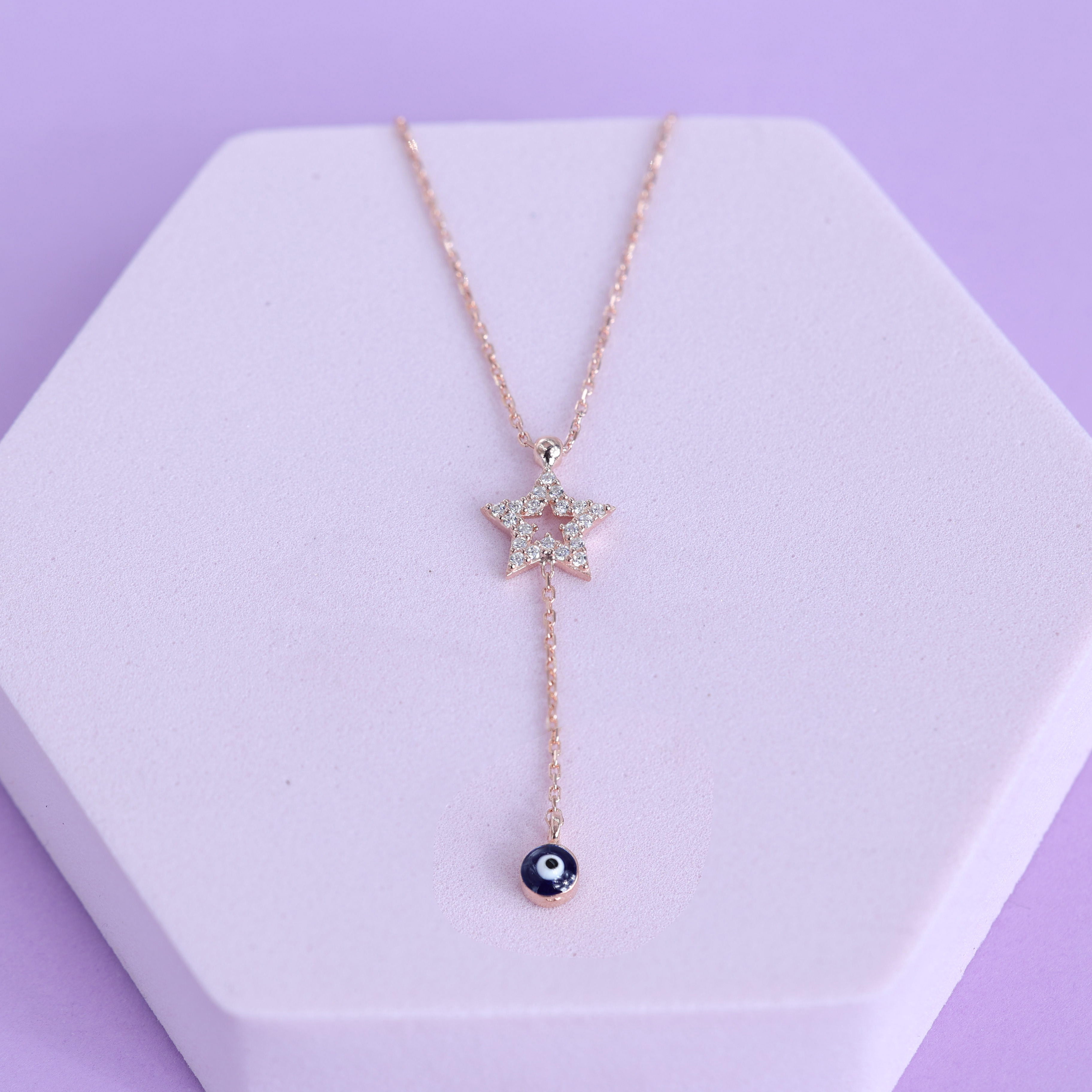 Minimal Starry Eye Charm Necklace