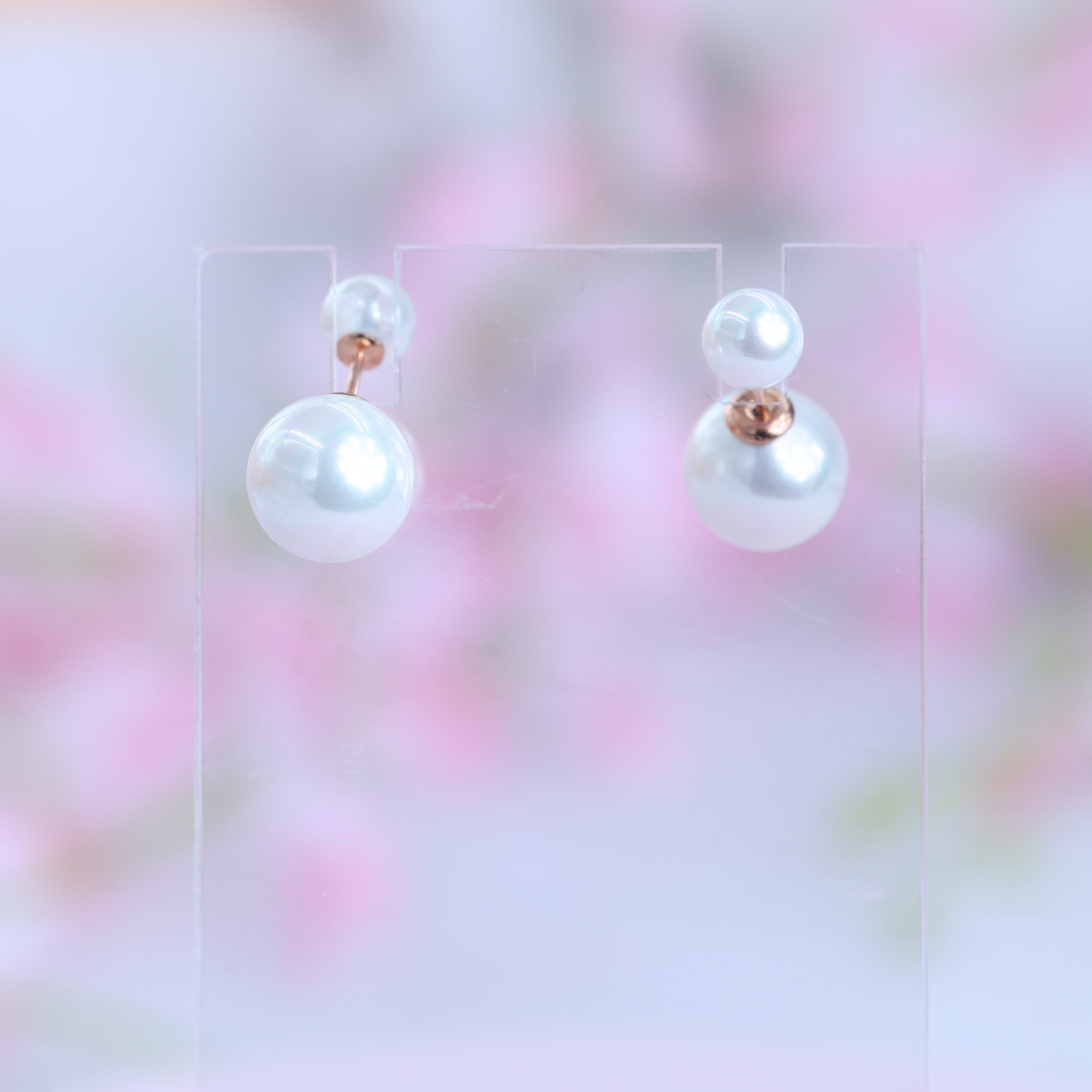 Rose Gold Clover Pearl Drop Set