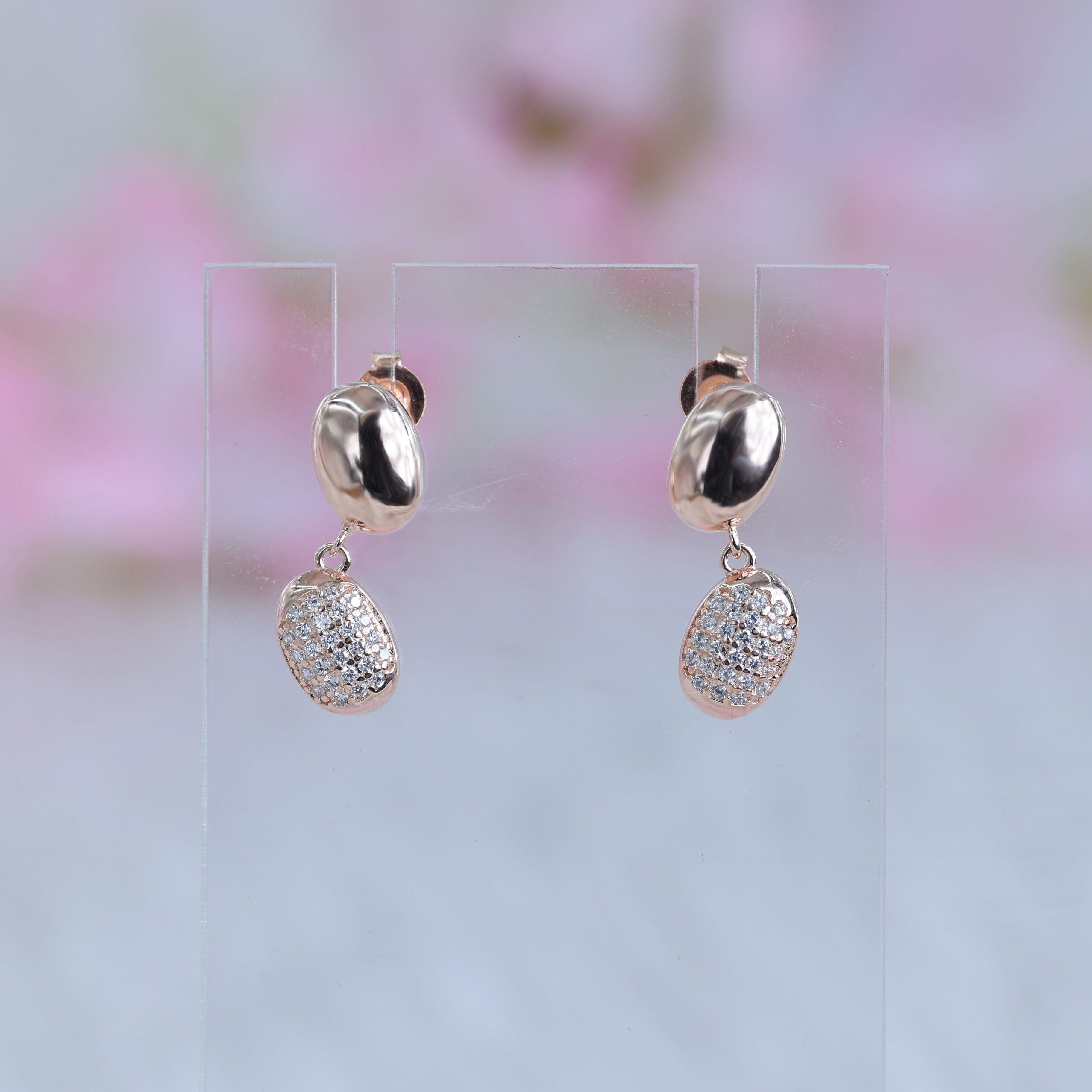 Rose Gold Hanging Dazzle Island Earring Shreedevi Jewellers 