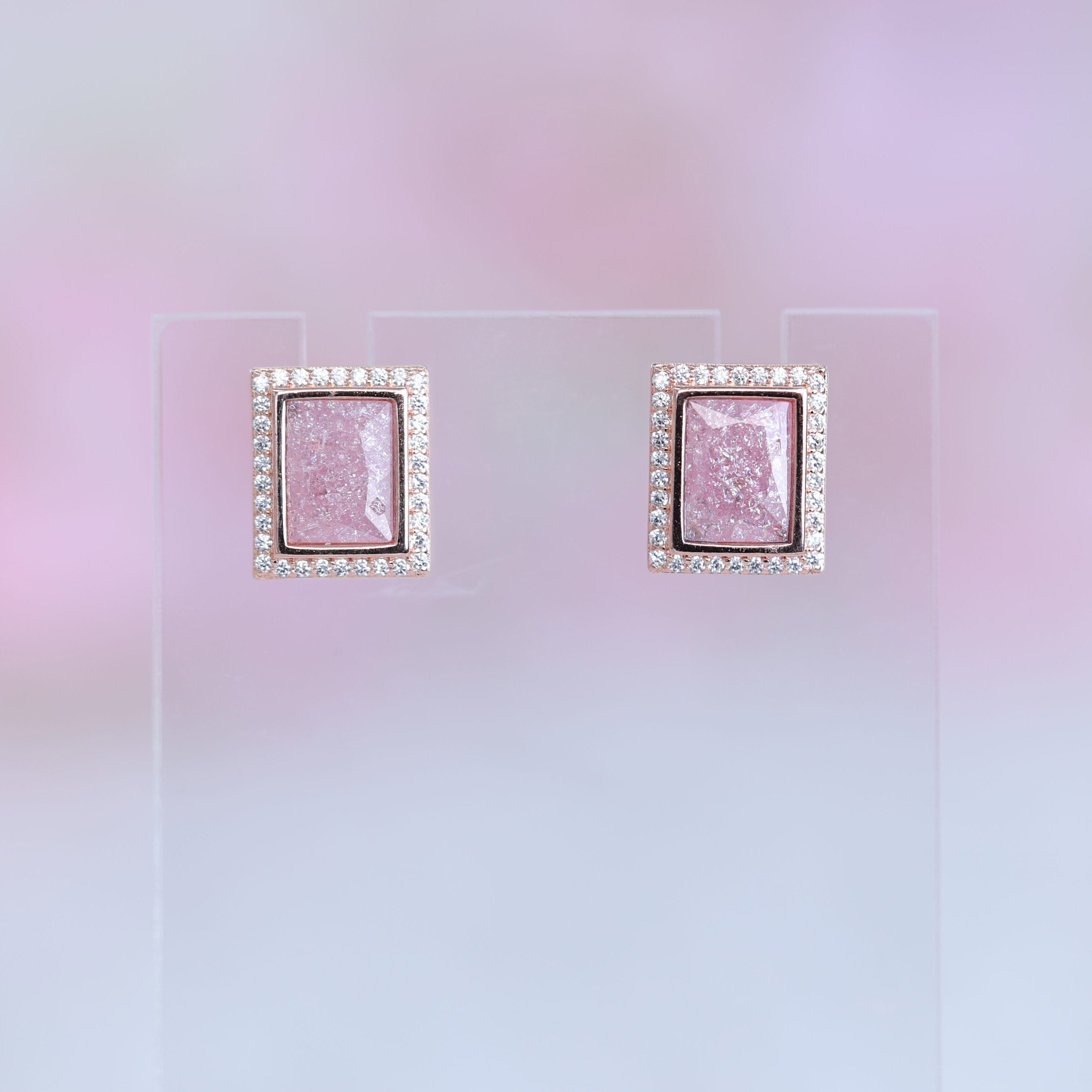 Rose Gold Pink Mirror Stud Earring Shreedevi Jewellers 