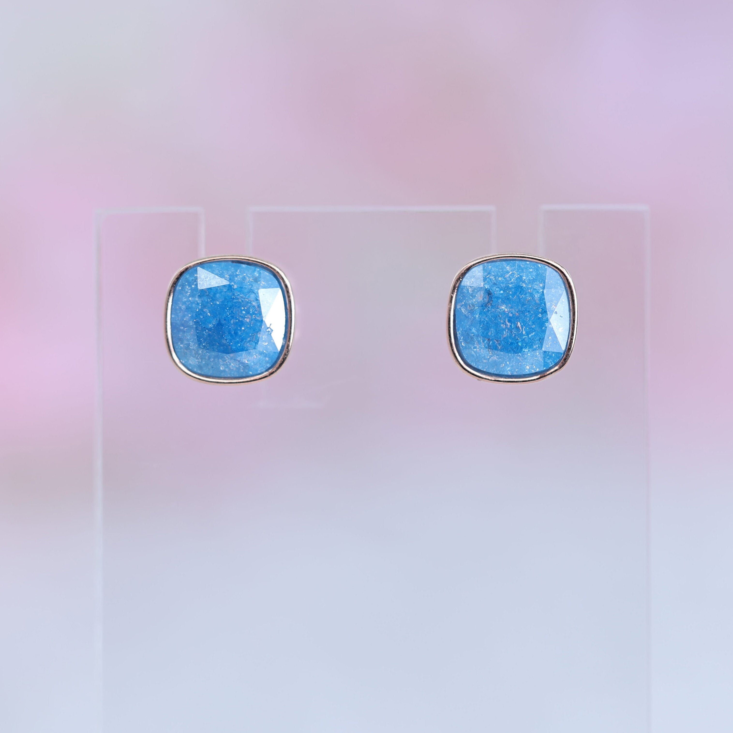 Rose Gold Blue Sparkle Stud Earring Shreedevi Jewellers 